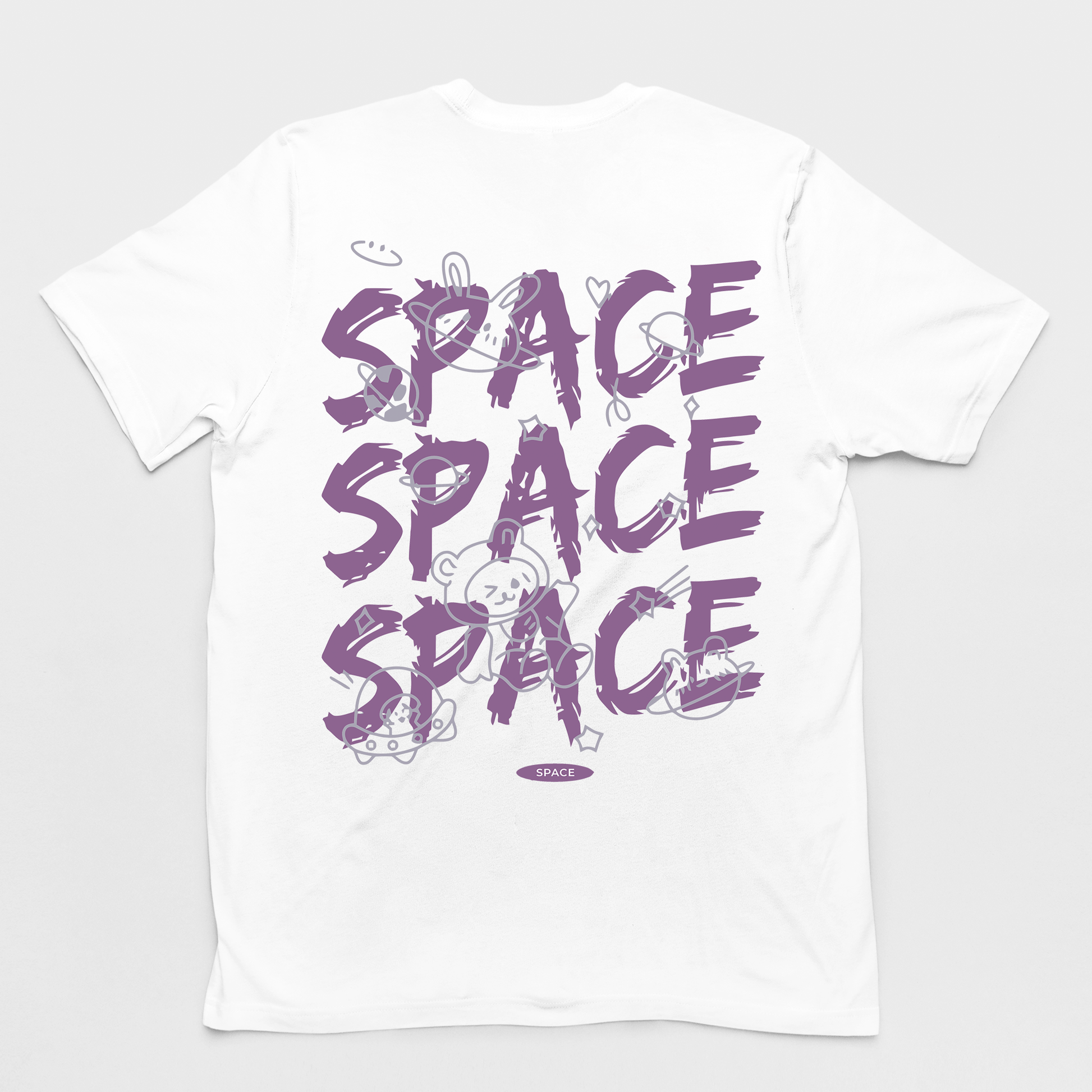Camiseta Básica Space Space Bear  - branco