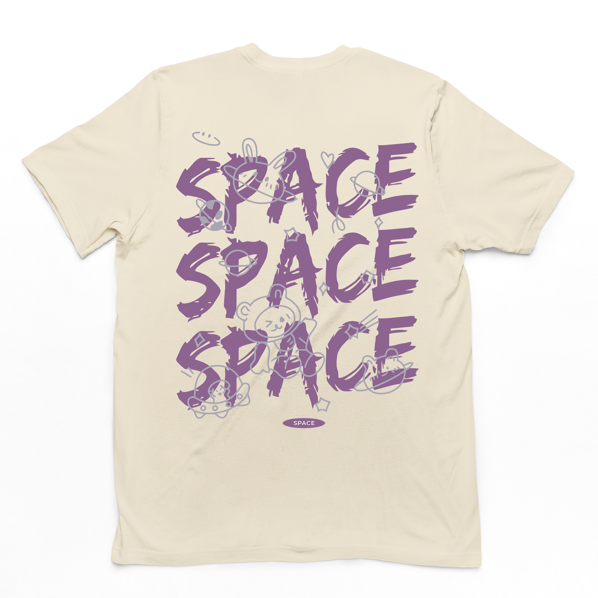 Camiseta Básica Space Space Bear  - pérola