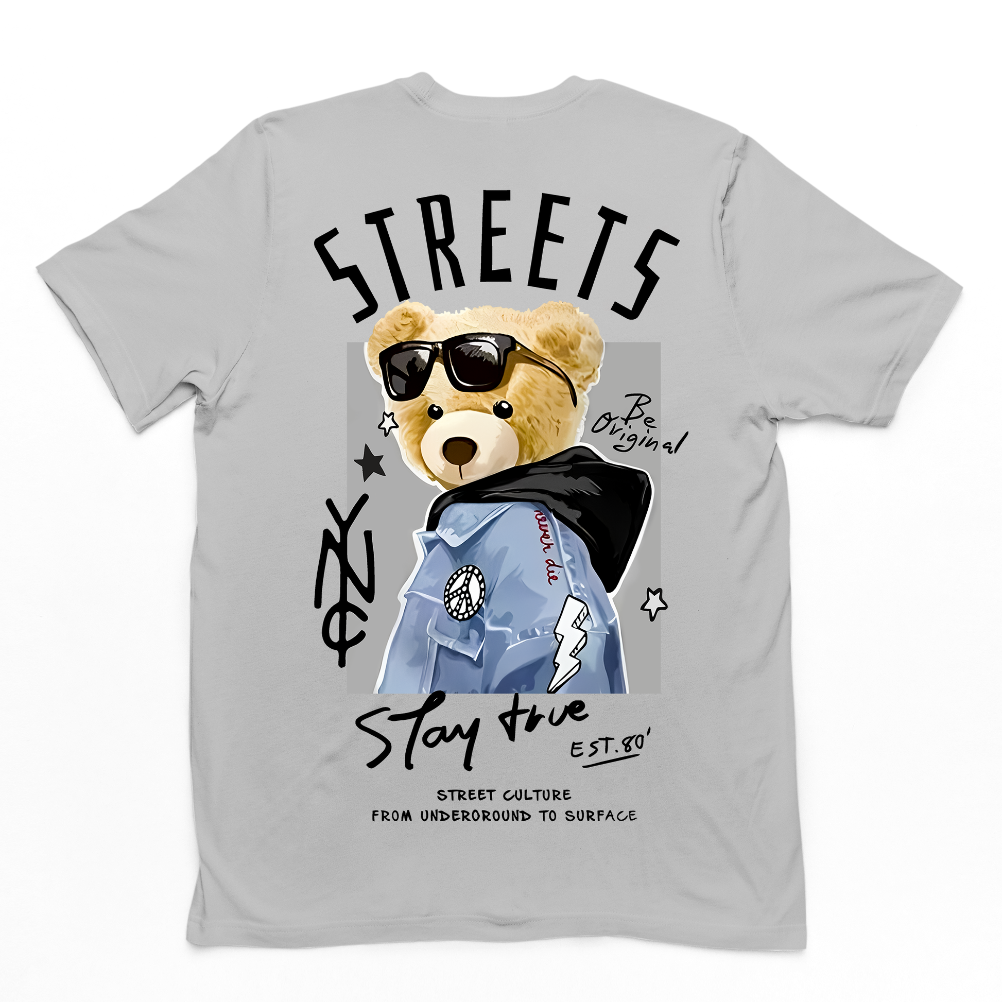 Camiseta Básica Algodão Streets Bear - Cinza