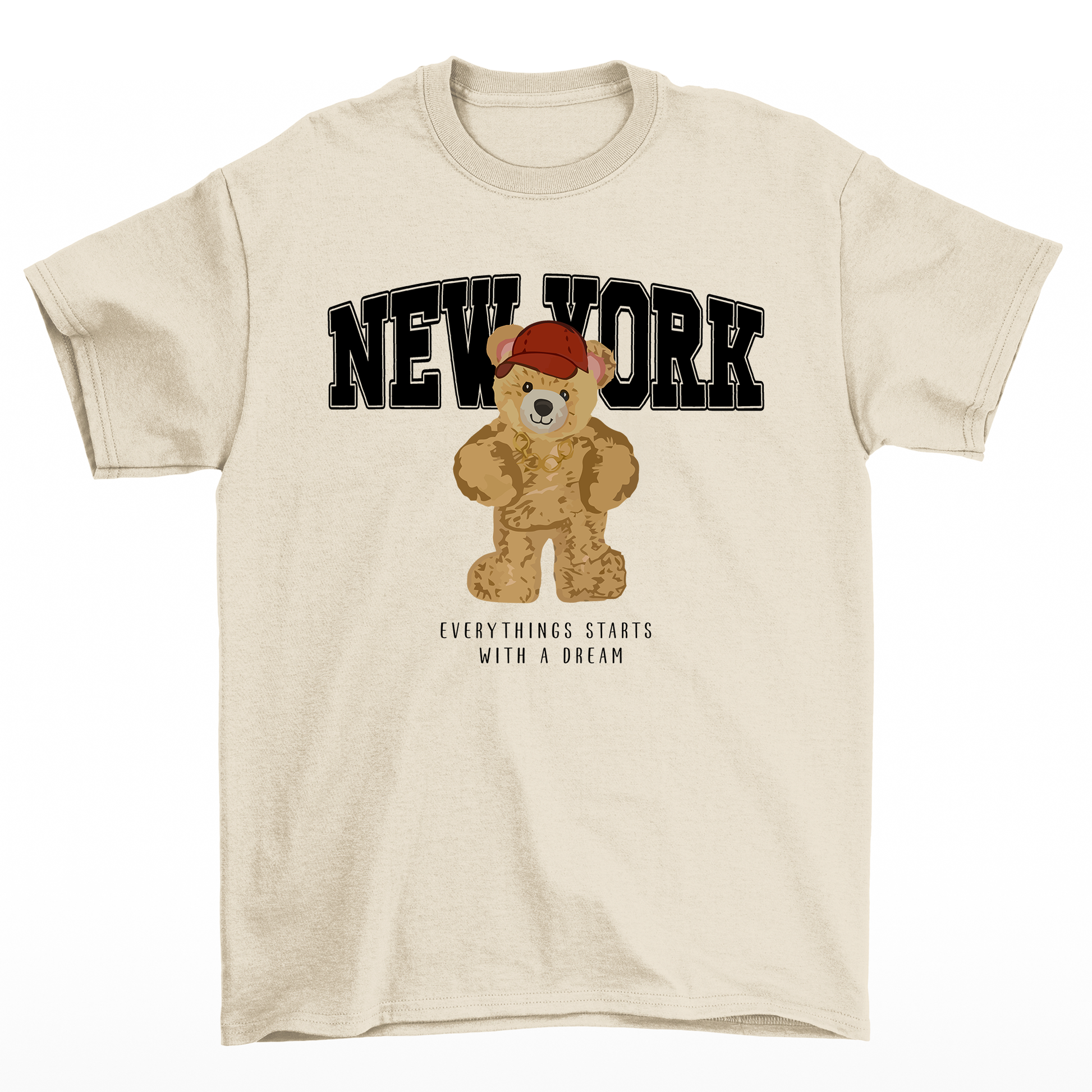 Camiseta Básica Feminina  Ted Bear New York - Pérola