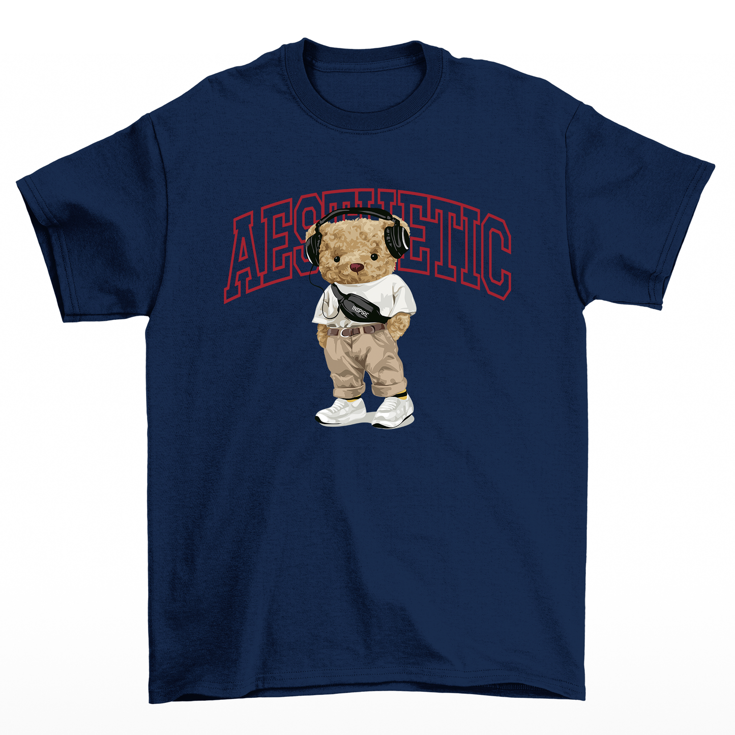 Camiseta Básica Feminina Teddy Bear Aesthetic - Azul Marinho