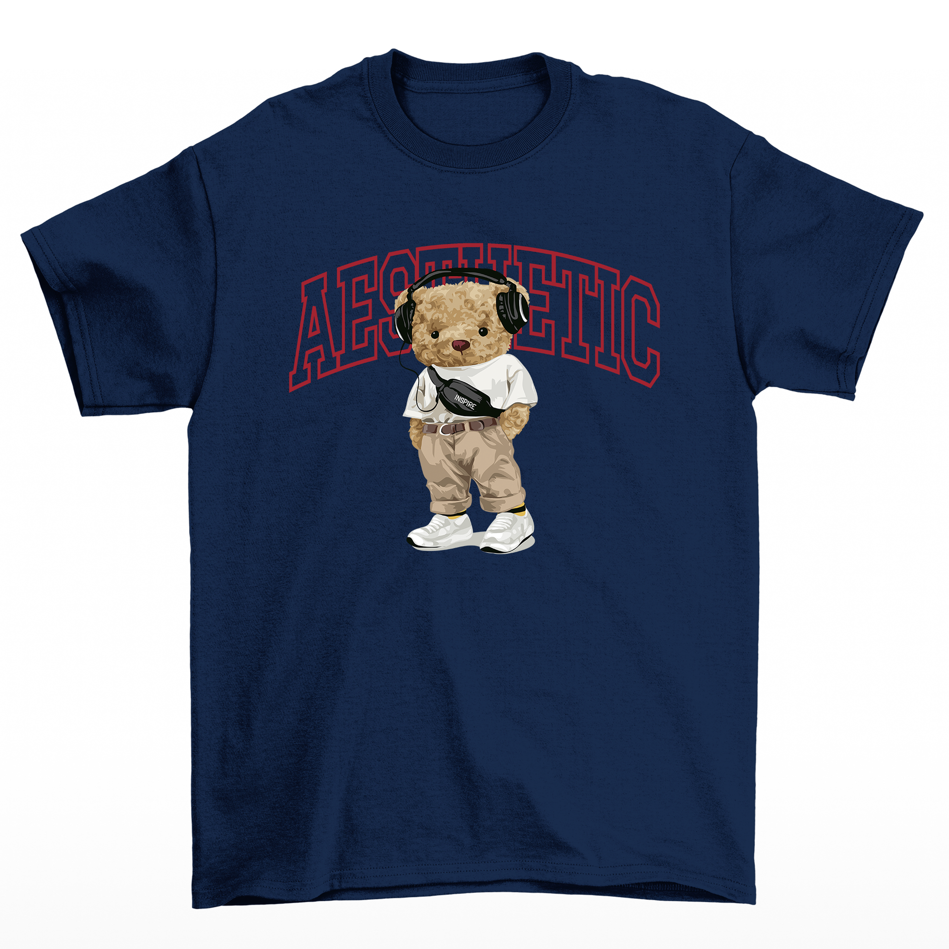 Camiseta Básica Feminina Teddy Bear Aesthetic - Azul Marinho