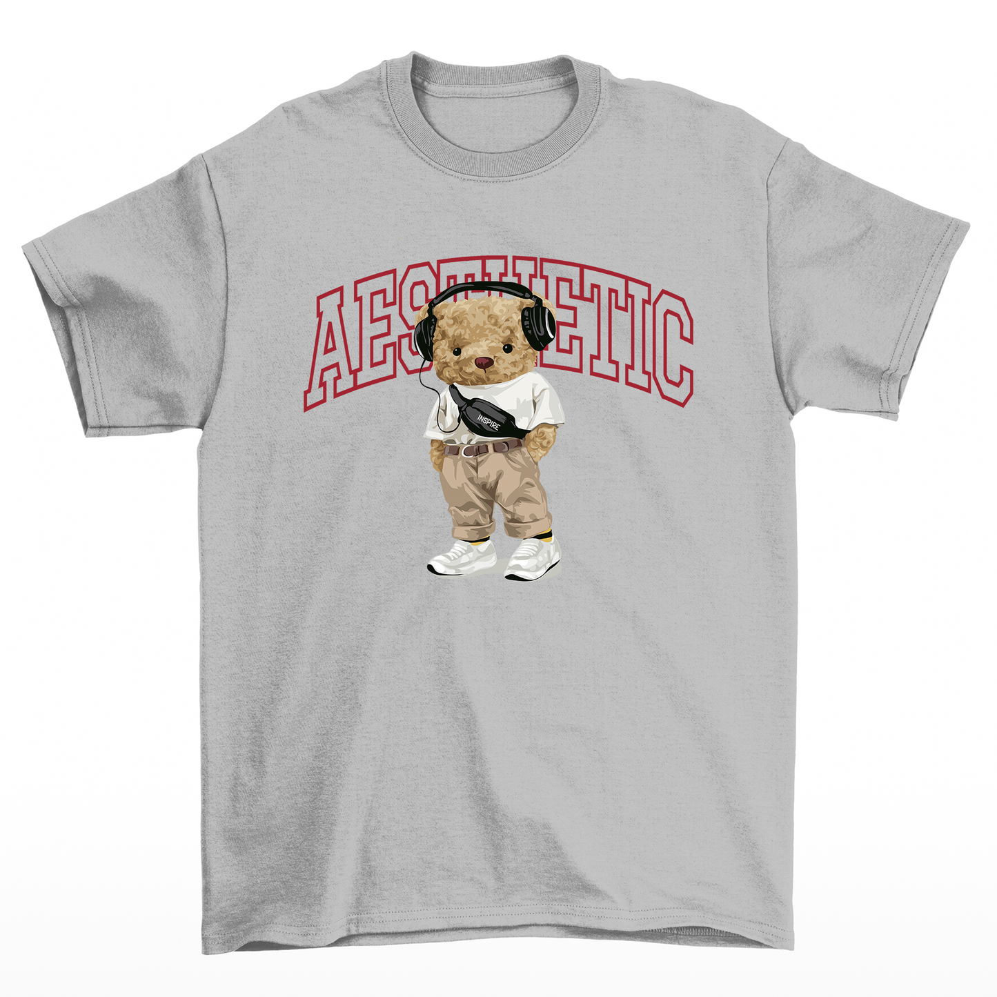 Camiseta Básica Feminina Teddy Bear Aesthetic - Cinza