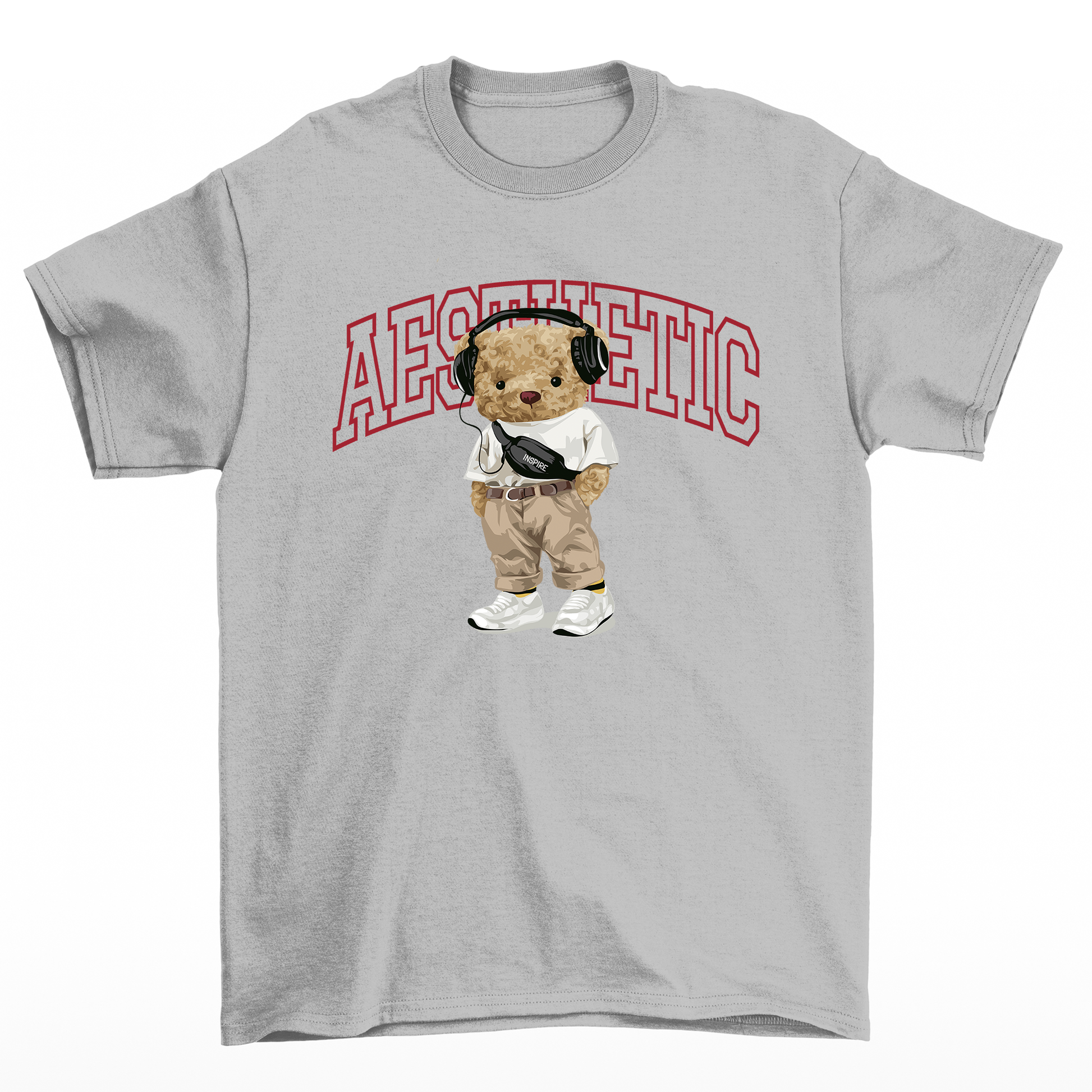 Camiseta Básica Feminina Teddy Bear Aesthetic - Cinza