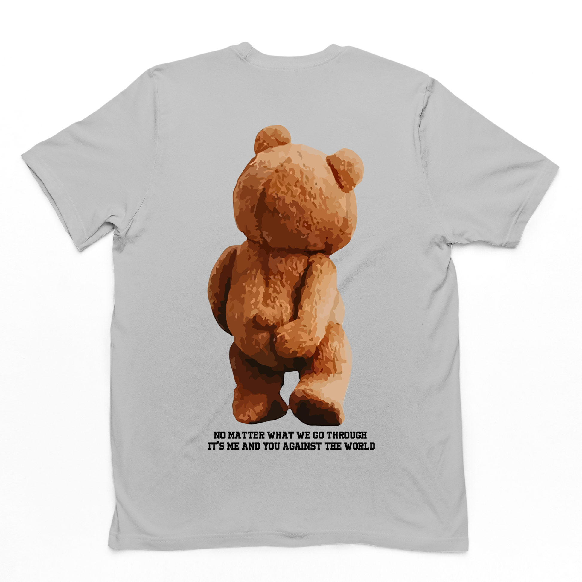 camiseta básica cinza com estampa ursinho engraçado - Cinza