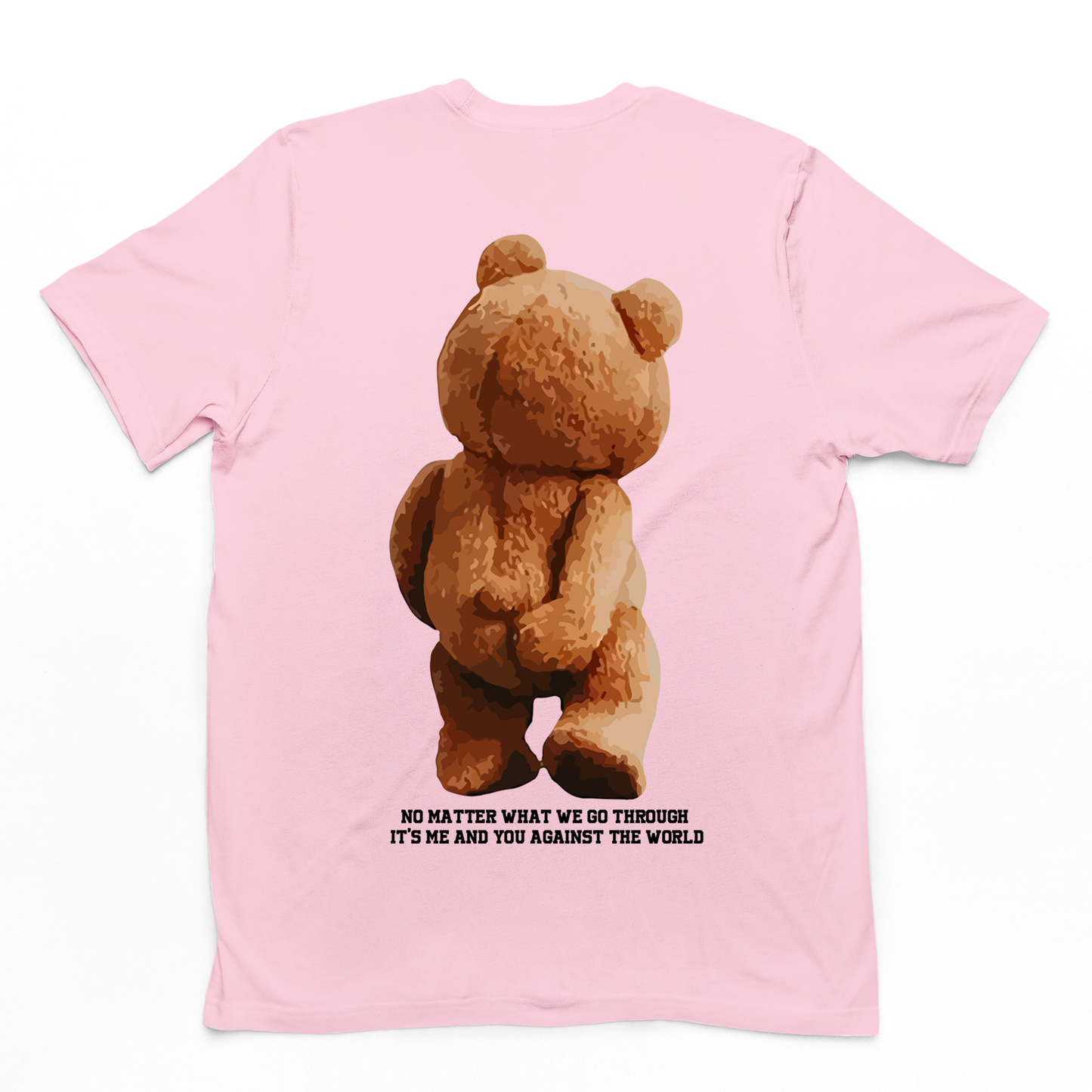 camiseta básica rosa bebê com estampa ursinho engraçado - Rosa bebê