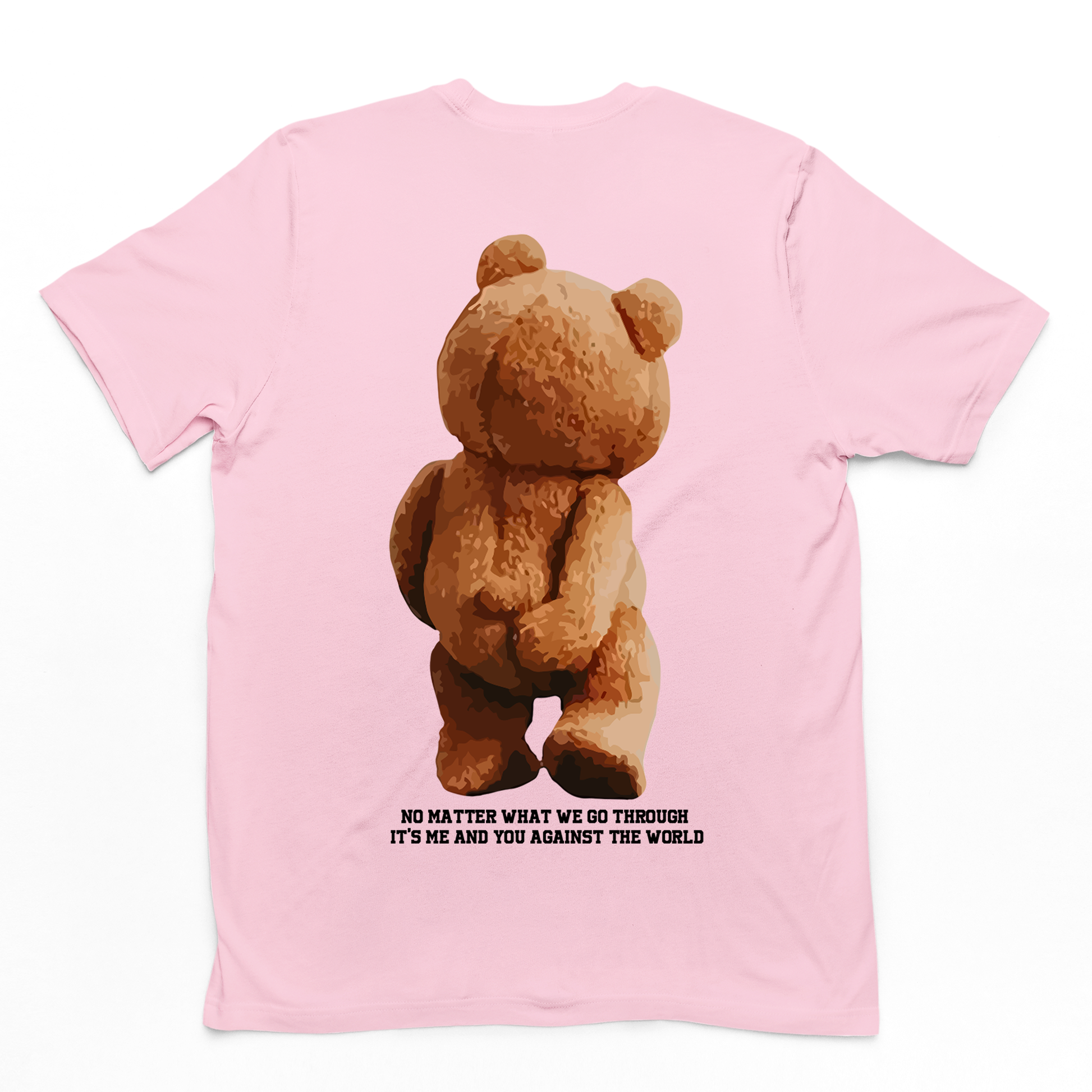 camiseta básica rosa bebê com estampa ursinho engraçado - Rosa bebê