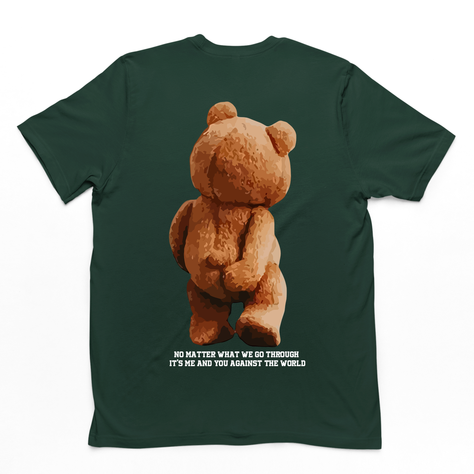 camiseta básica verde com estampa ursinho engraçado - Verde