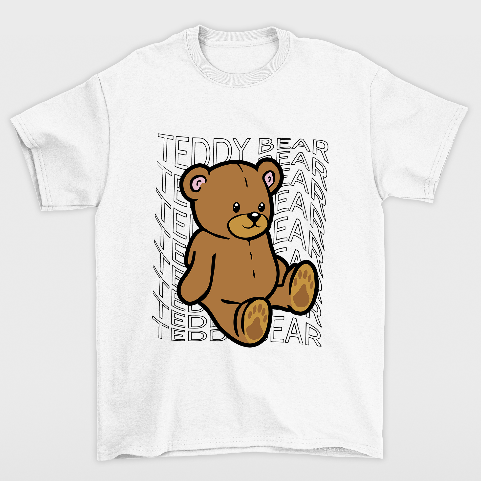 Camiseta basica branca com estampa teddy ursinho - Branco