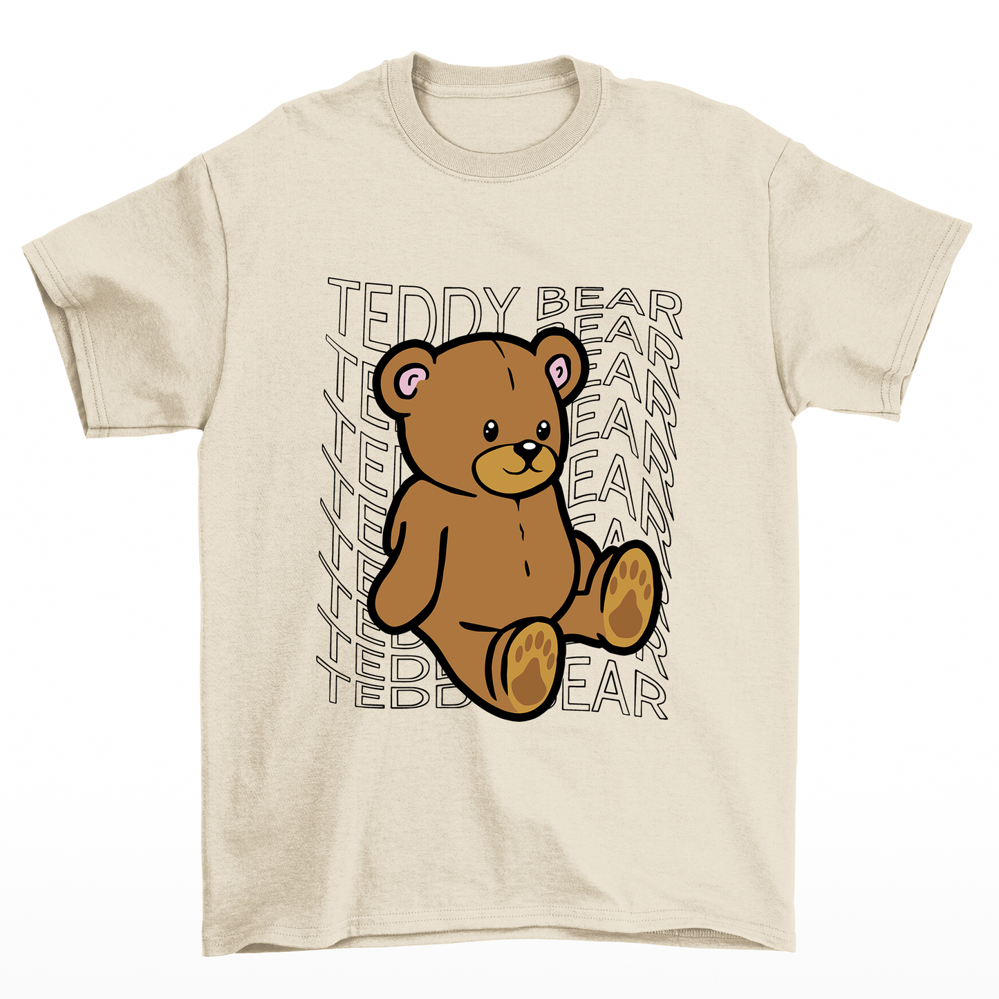 Camiseta basica pérola com estampa teddy ursinho - Pérola