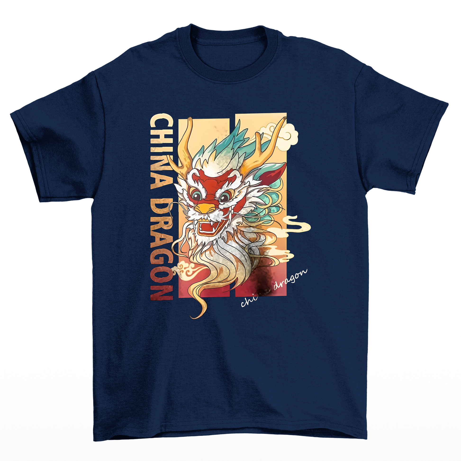 Camiseta Básica Unissex China Dragon Culture - Azul Marinho