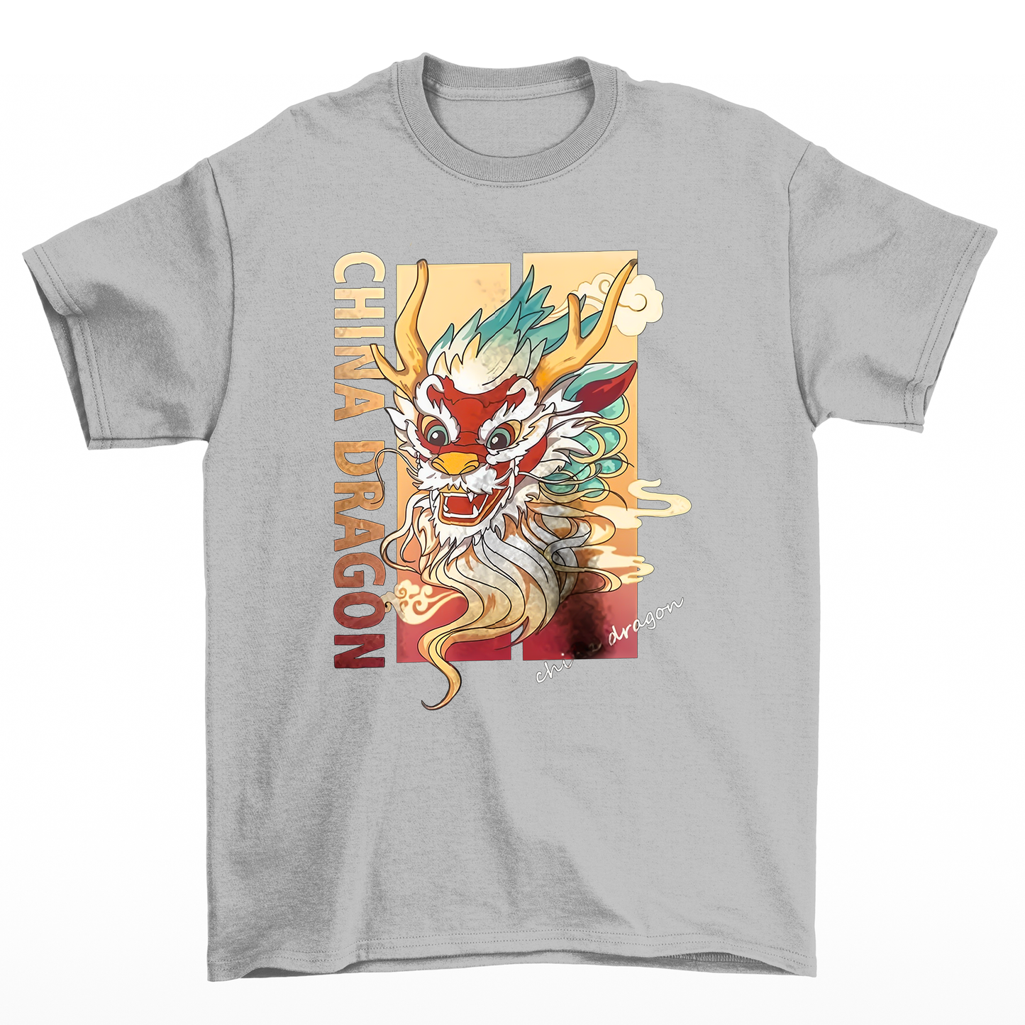 Camiseta Básica Unissex China Dragon Culture - Cinza