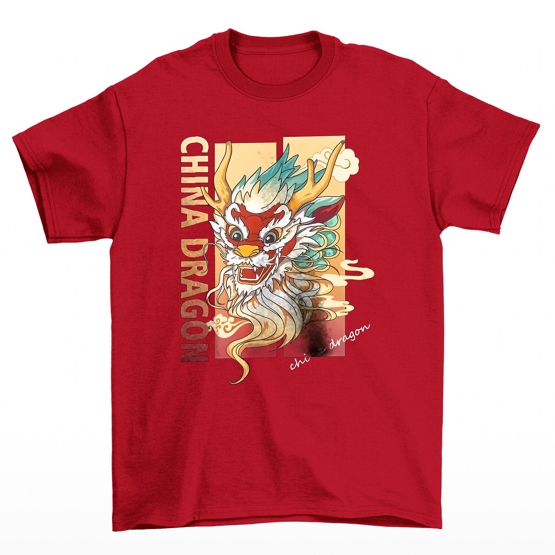 Camiseta Básica Unissex China Dragon Culture - Vermelho