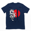 Camiseta Básica Unissex Dragão Japonês Style - Azul Marinho