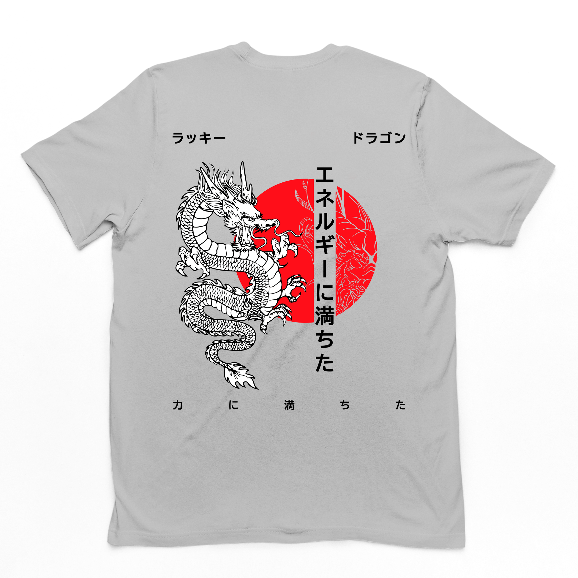 Camiseta Básica Unissex Dragão Japonês Style - Cinza
