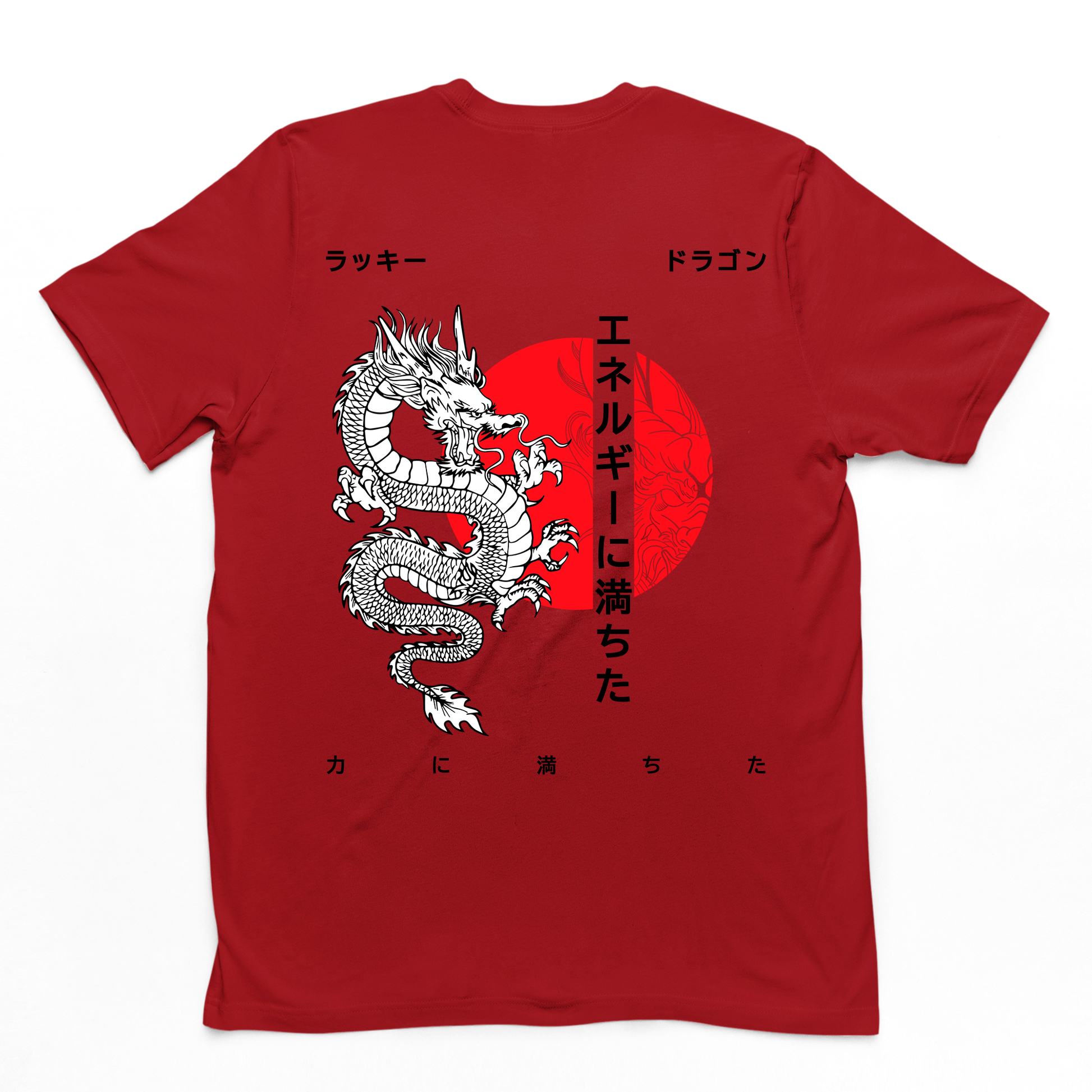 Camiseta Básica Unissex Dragão Japonês Style - Vermelho
