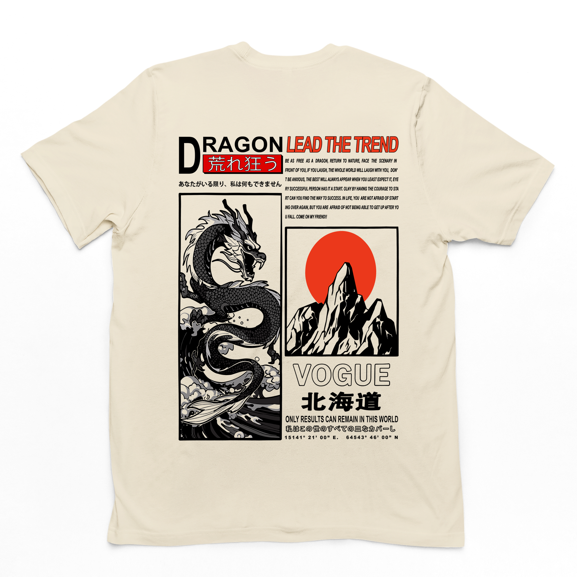 Camiseta Básica Unissex Dragon Lead The Trend Japão Costas - Pérola 