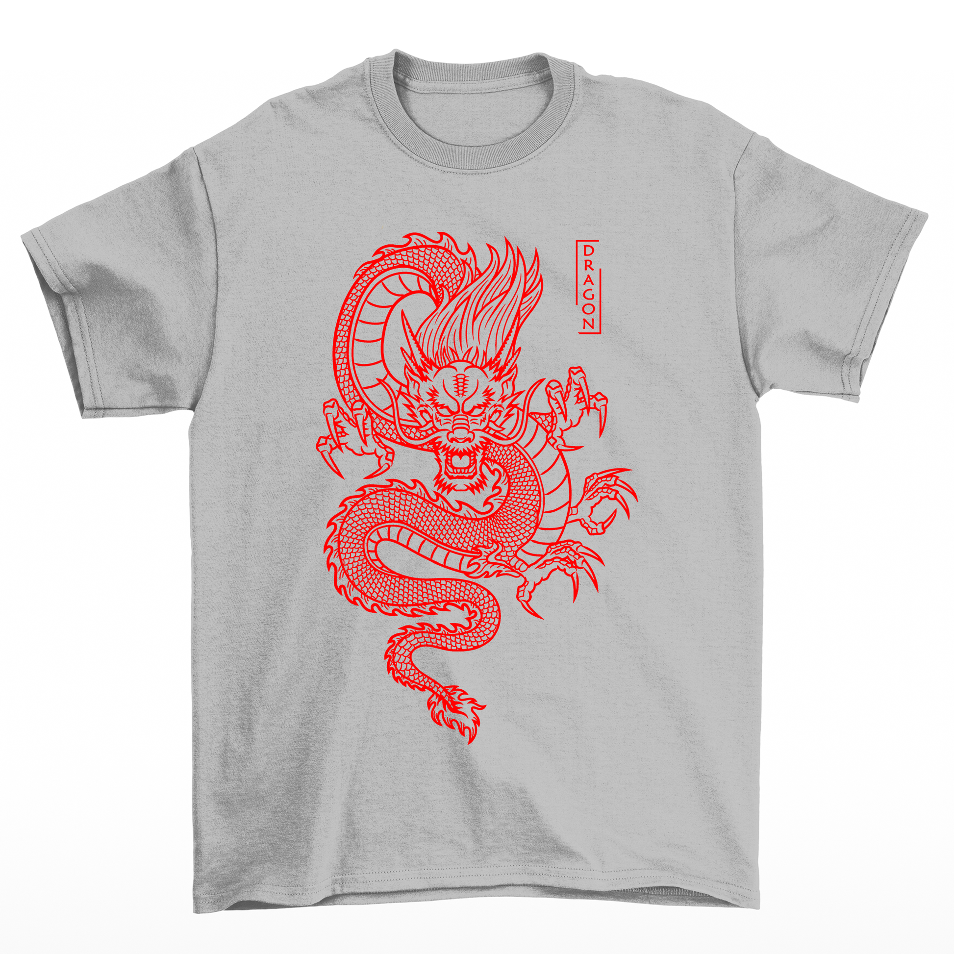 Camiseta Básica Unissex Red Dragon - Cinza