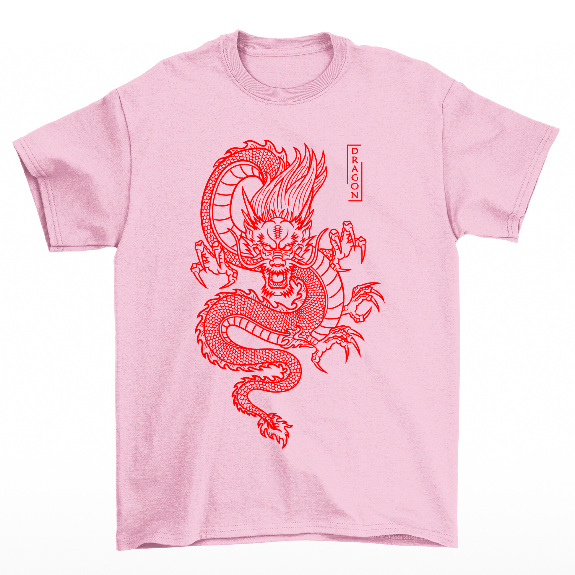Camiseta Básica Unissex Red Dragon - Rosa Bebê