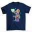 Camiseta Básica azul marinho Unissex Com Estampa Ursinho Segurando Balão De Coração - Azul Marinho