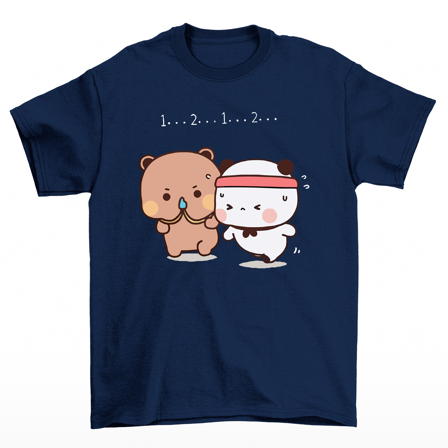 Camiseta básica azul marinho 
com estampa panda exercício - Azul Marinho