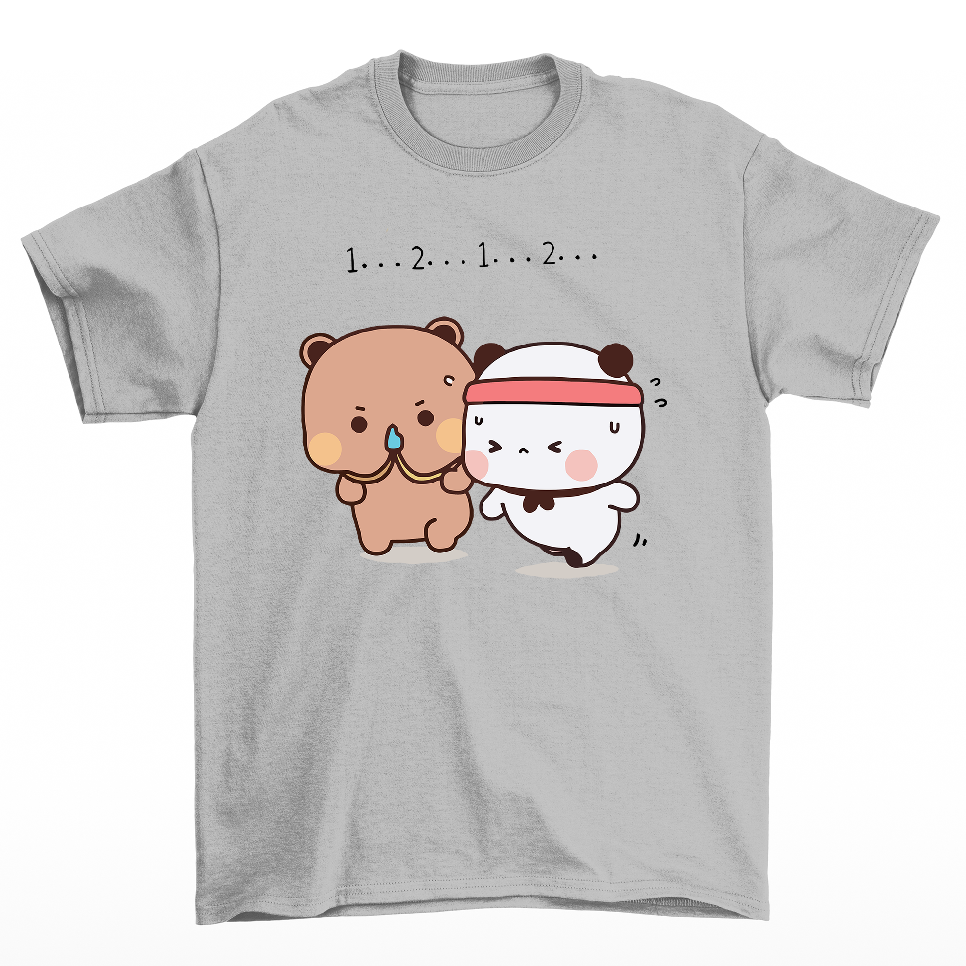 Camiseta básica cinza com estampa panda exercício - Cinza 
