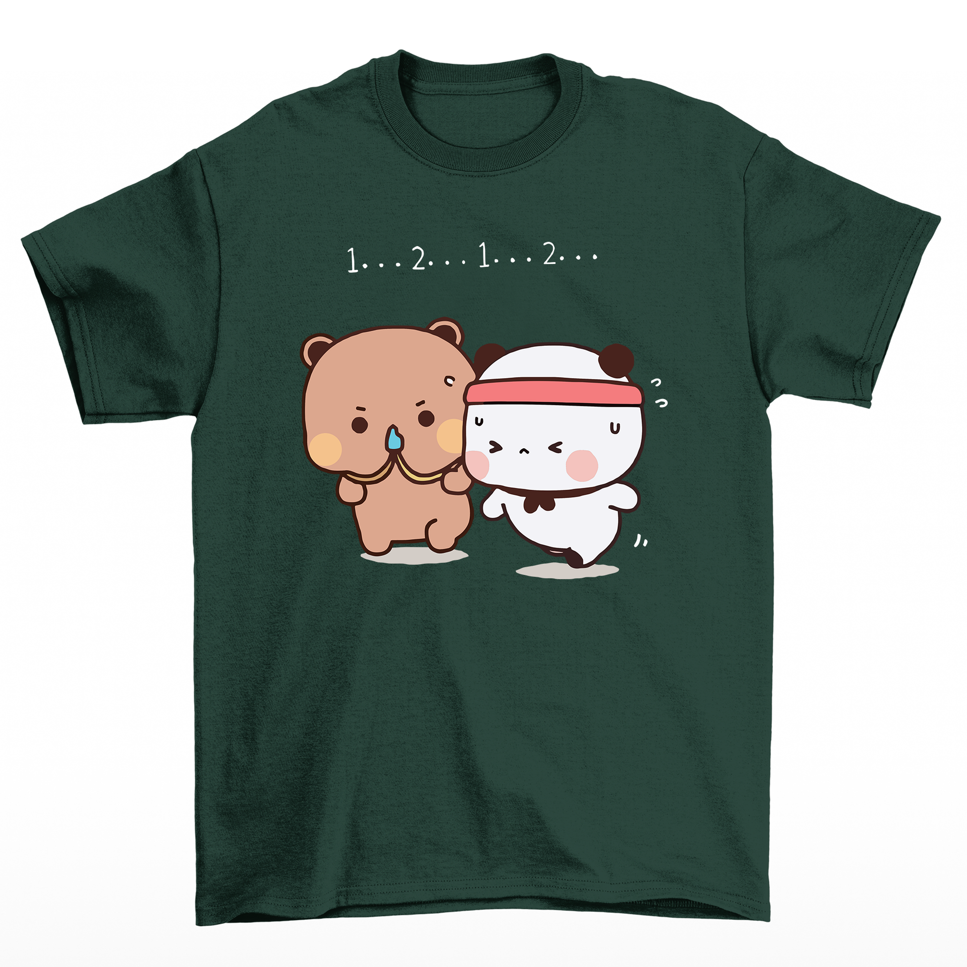 Camiseta básica verde com estampa panda exercício - Verde