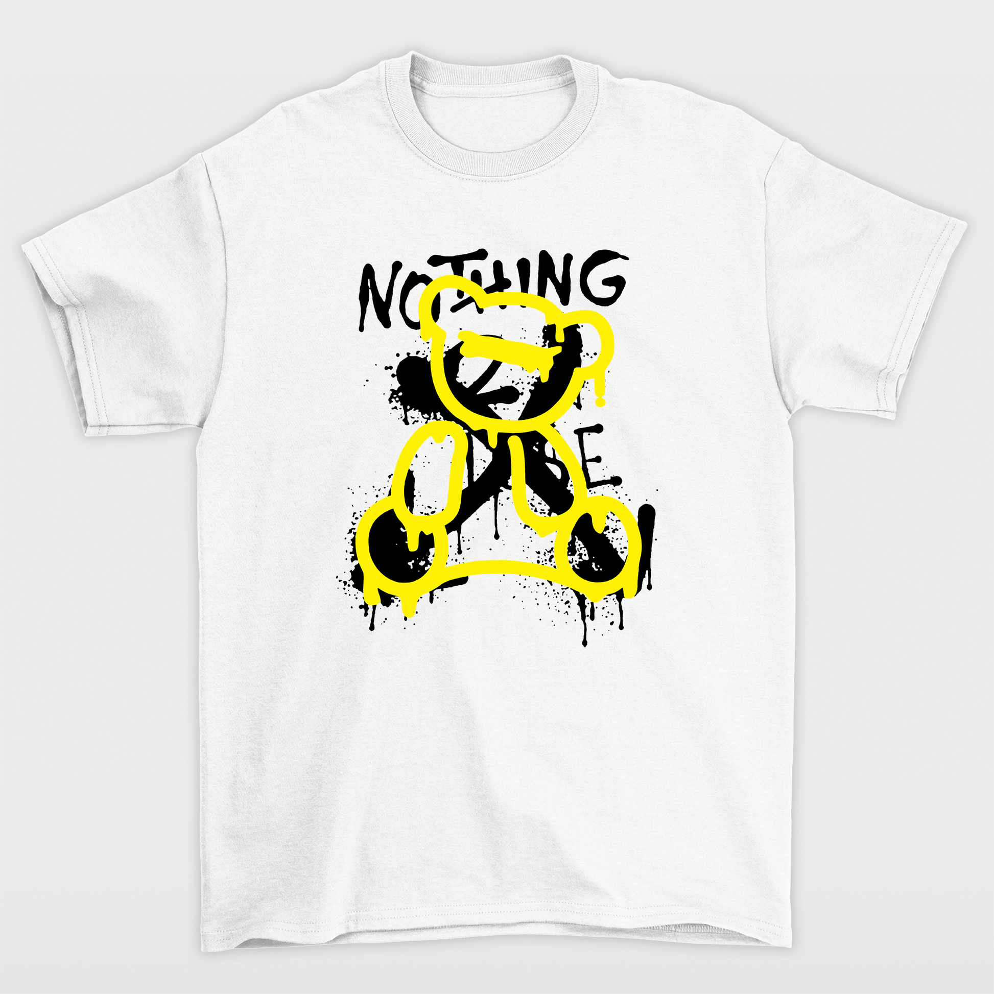 camiseta básica branca estampa de urso nothing - Branco
