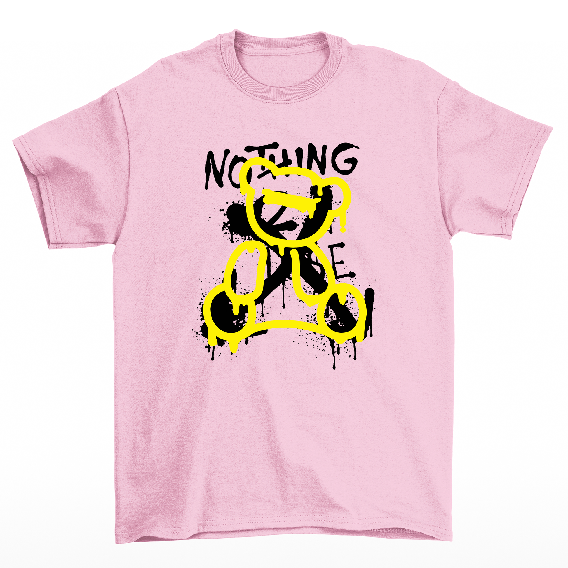 camiseta básica rosa bebê estampa de urso nothing 