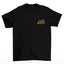 camiseta básica preta com estampa de urso dormindo 