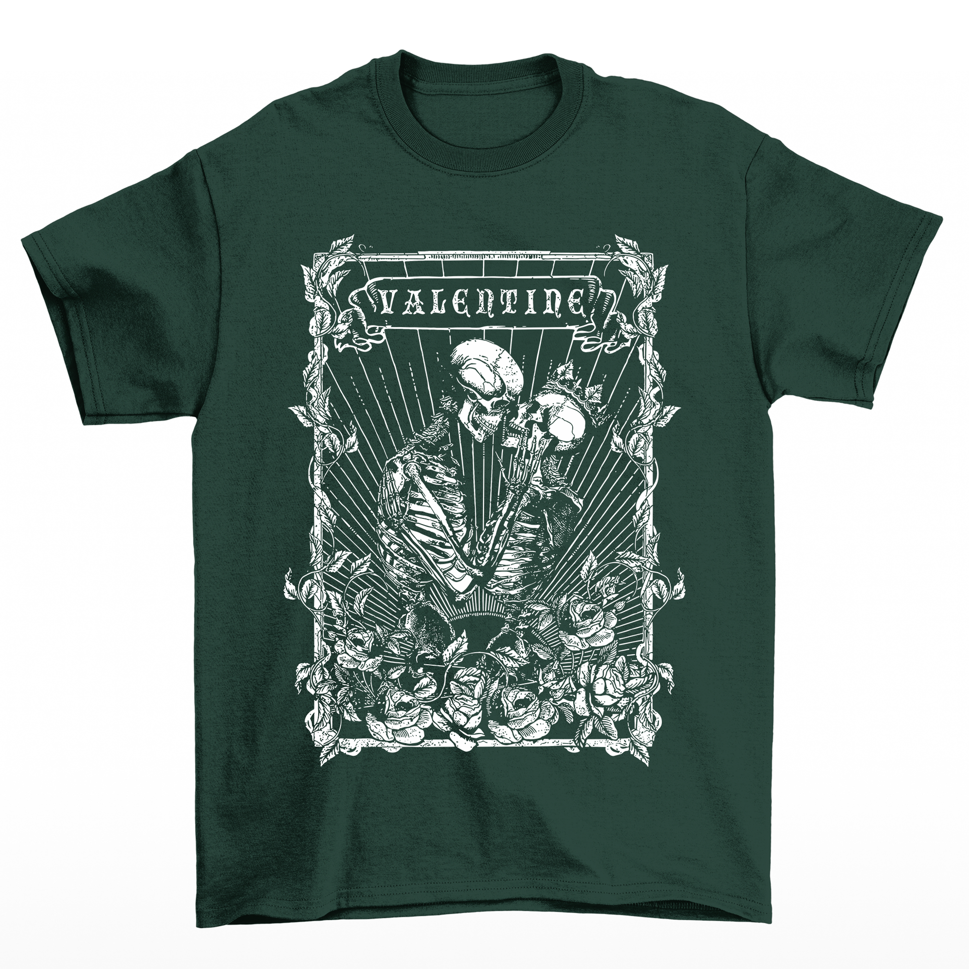 Camiseta Básica Feminina Valentine Skeleton Romance-  Verde