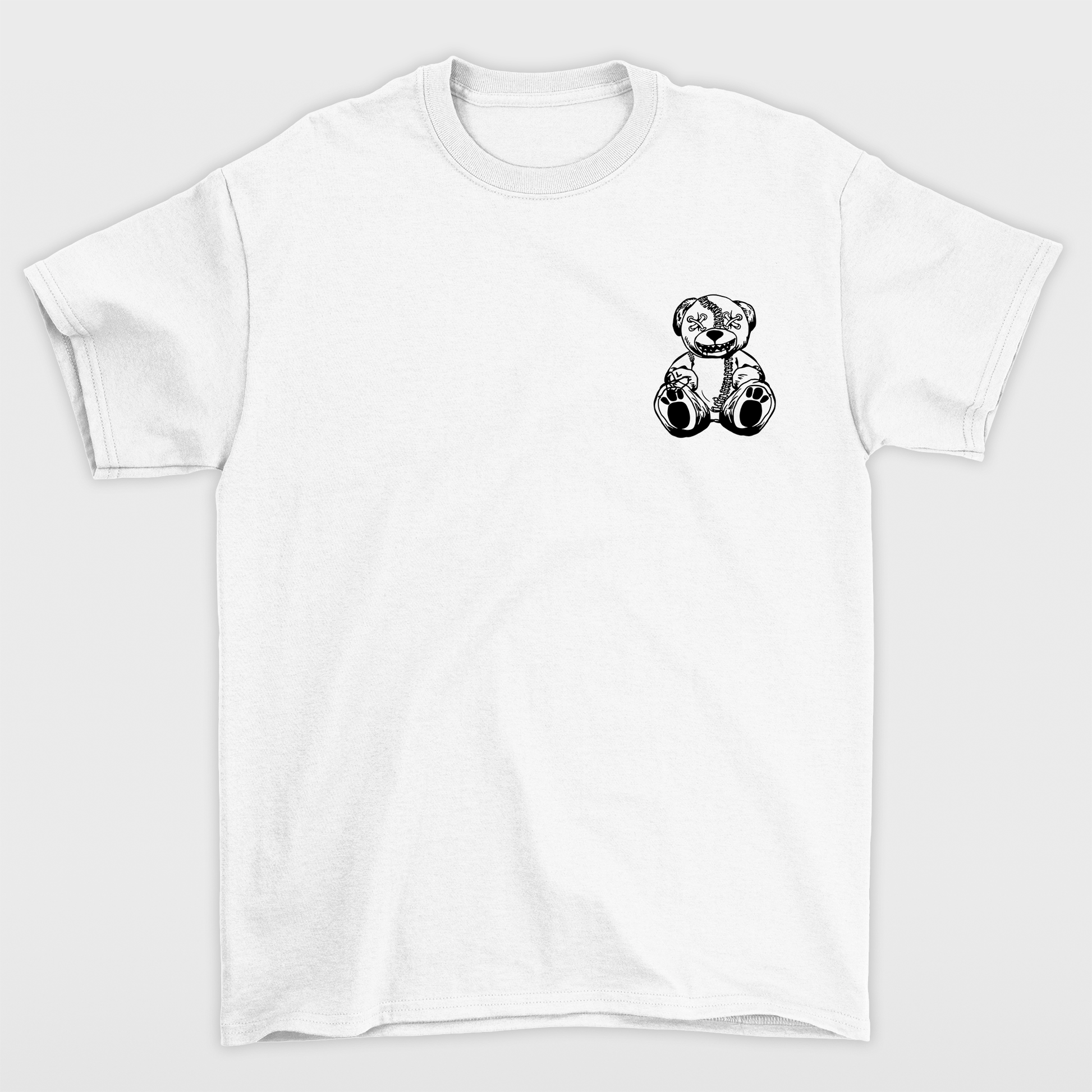 Camiseta Básica Unissex Com Estampa Ursinho Sentado -  Branco