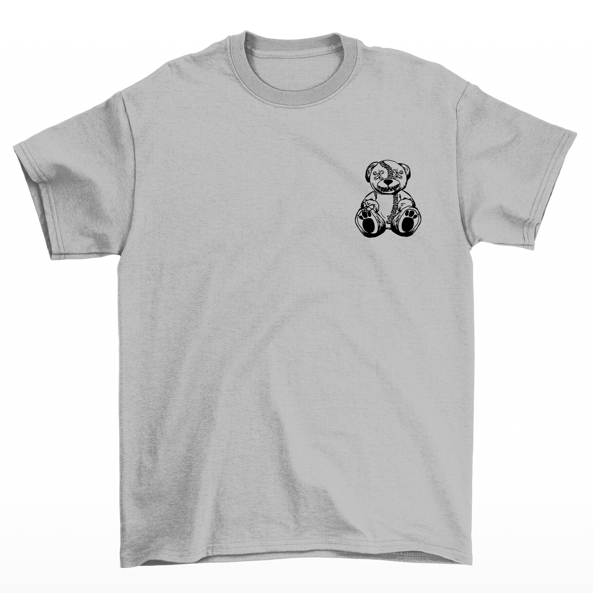 Camiseta Básica Unissex Com Estampa Ursinho Sentado - Cinza