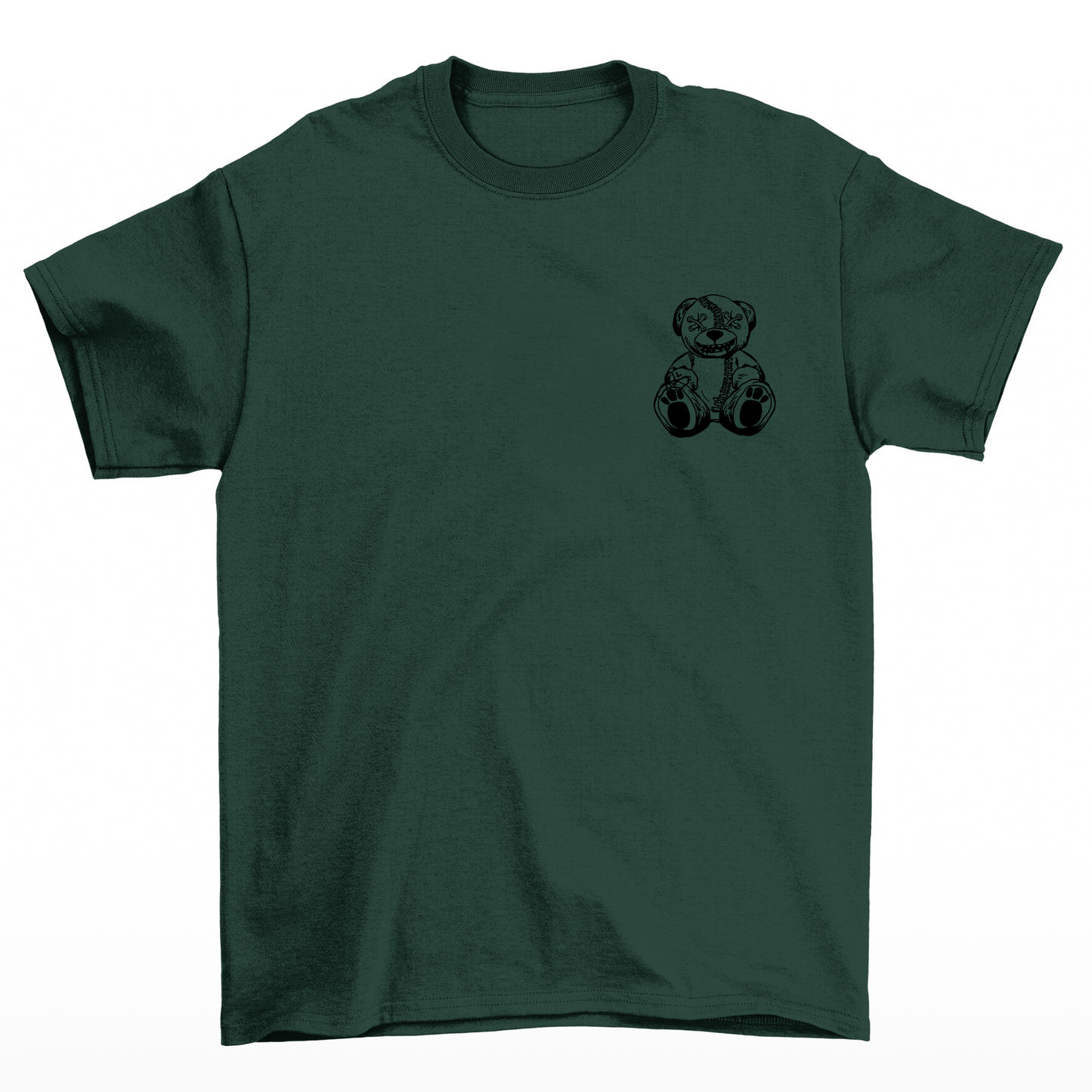  Camiseta Básica Unissex Com Estampa Ursinho Sentado - Verde