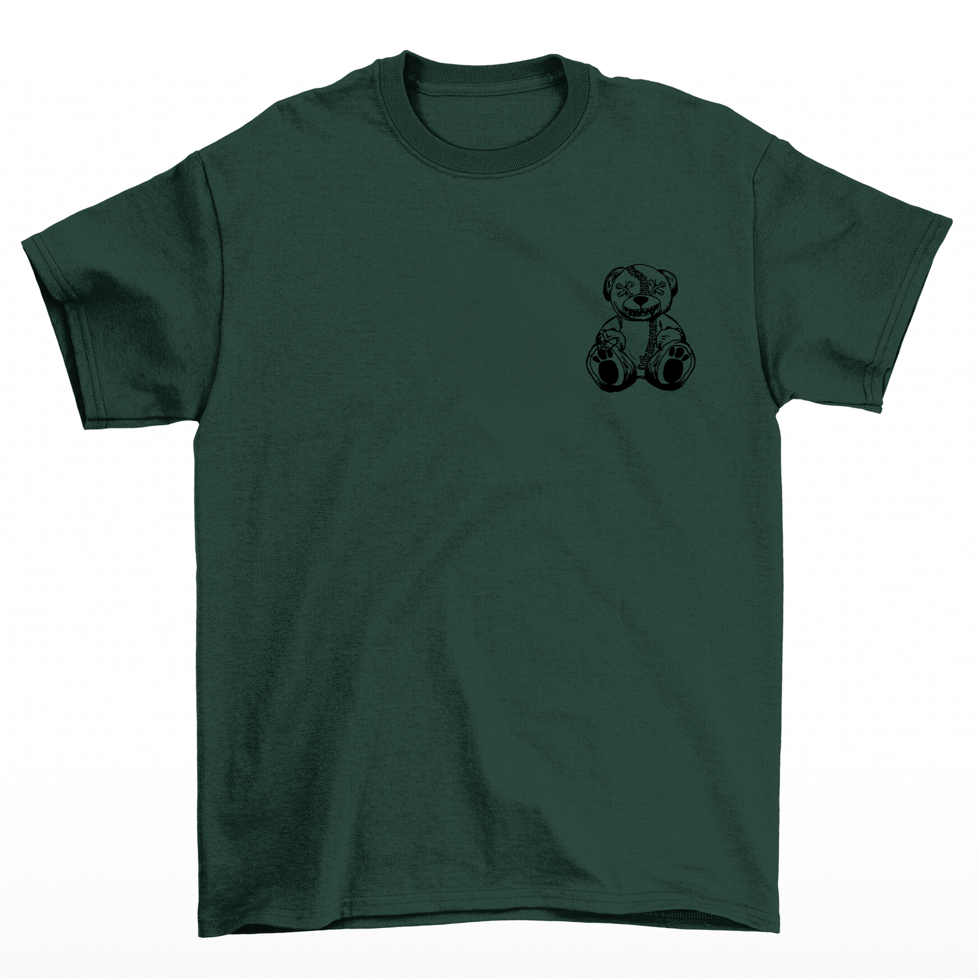  Camiseta Básica Unissex Com Estampa Ursinho Sentado - Verde
