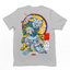 Camiseta Básica Com Estampa Japonês Gato DAnçando- Cinza