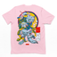 Camiseta Básica Com Estampa Japonês Gato DAnçando- Rosa bebe