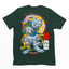 Camiseta Básica Com Estampa Japonês Gato DAnçando- Verde