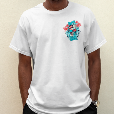 Camiseta Básica Algodão Máscara Caveira Cool -  branco