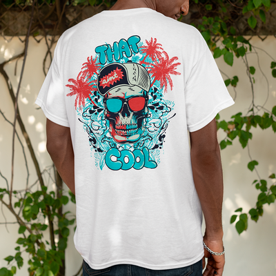 Camiseta Básica Algodão Máscara Caveira Cool -  branco