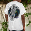 Camiseta Básica Algodão Astronauta Andando de Skate- Branco 