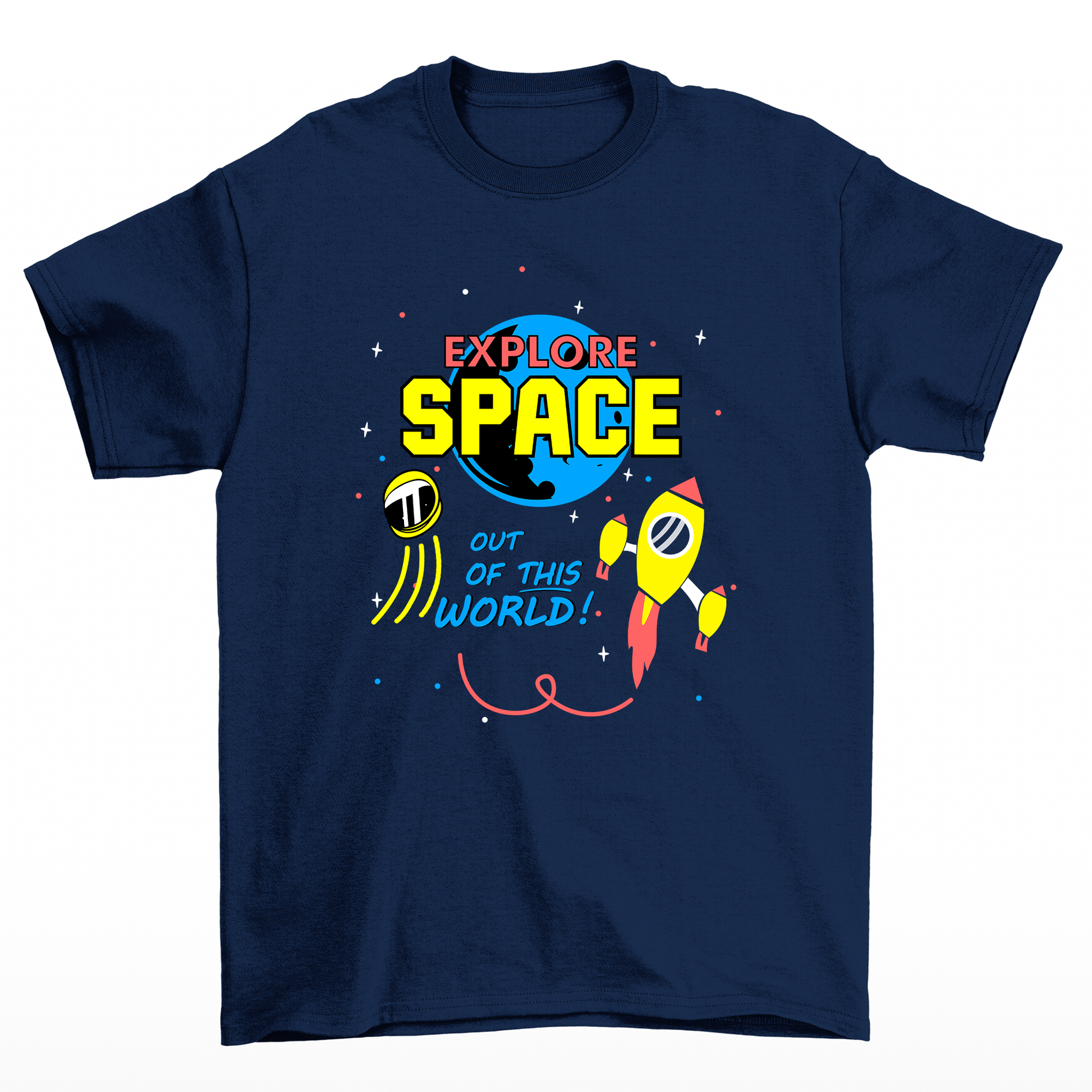 Camiseta Básica Algodão Space Airplane  - azul- marinho