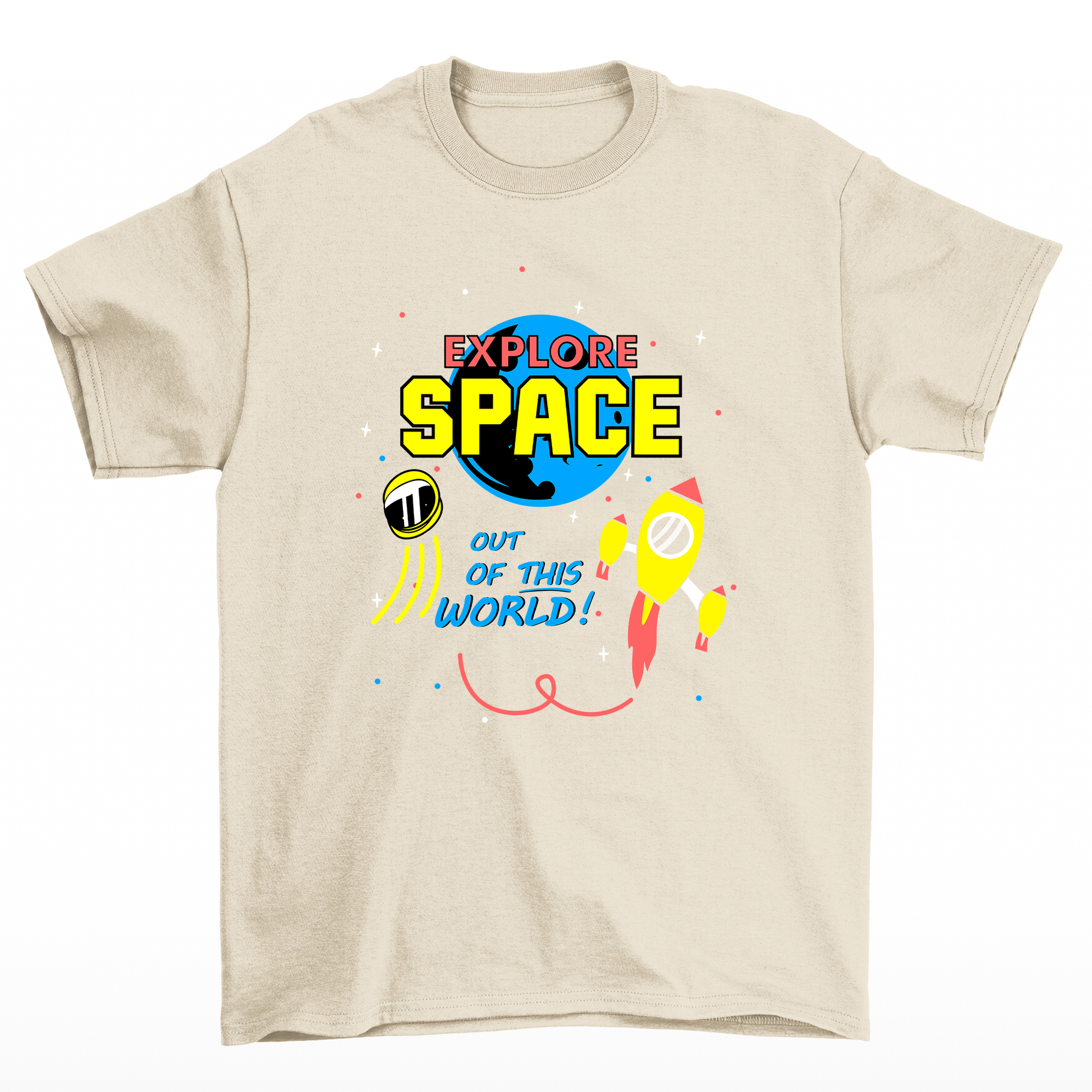 Camiseta Básica Algodão Space Airplane  - pérola