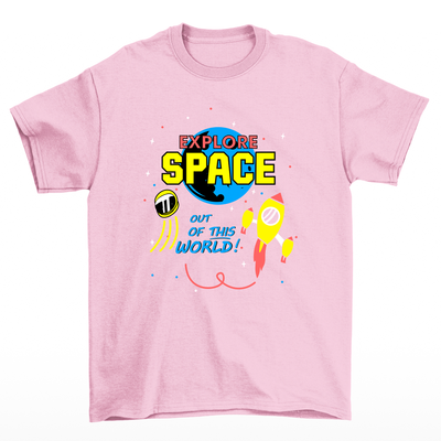 Camiseta Básica Algodão Space Airplane  - rosa bebê