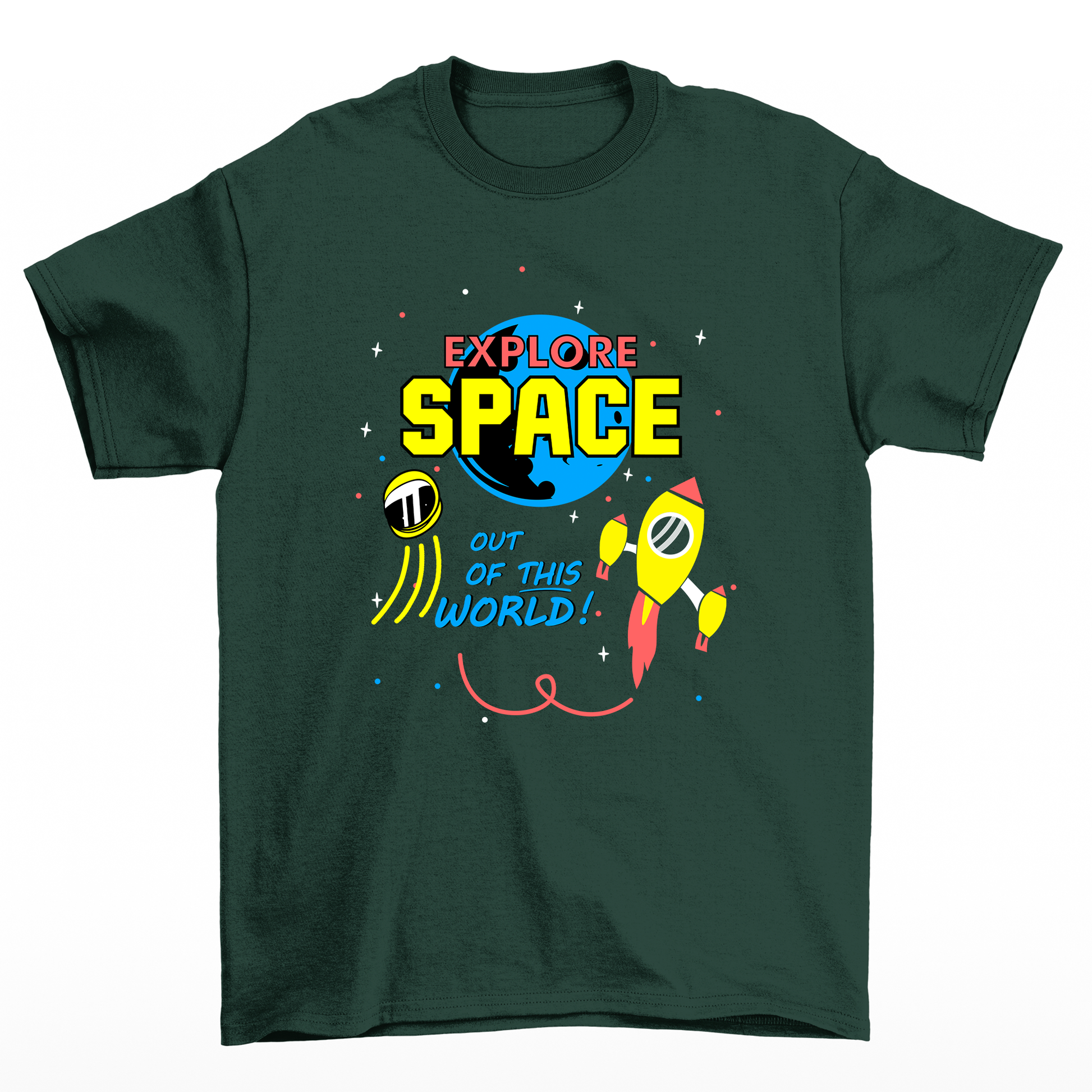Camiseta Básica Algodão Space Airplane  - verde