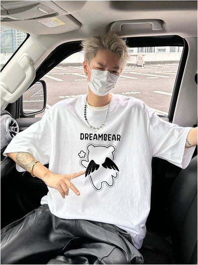 Camiseta Básica Unissex Com Estampa Asas De Ursinho - Branco