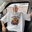 Camiseta Básica Unissex Com Estampa  Ursinho Dirigindo Carro - Branco