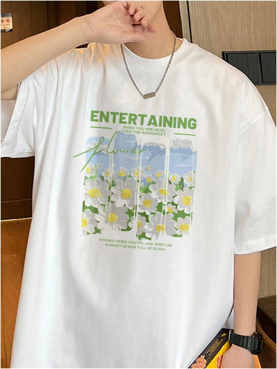 Camiseta Básica Unissex Entertaining Flower Garden -  branco