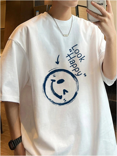 Camiseta Básica Unissex Look Happy Smile - branco