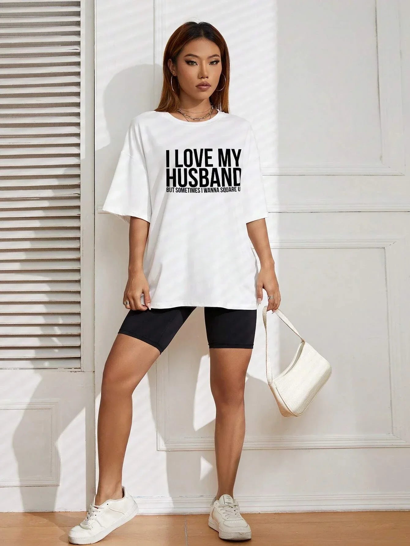 Camiseta Básica Feminina Eu Amo O Meu Marido - BRANCO 